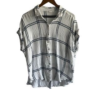 Jane + Delancey Blue & White Plaid Button Down Top